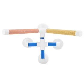 Meilleurs prix pour Perroquets Douche Poteau Debout Bain Quatre Ventouses Revêtement Dépoli Perchoir à Oiseaux Jouet white