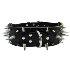 Comparer les prix de Collier réglable pour chien large Rivet en cuir PU Colliers pour chiens de taille moyenne et grande Protection du cou durable Collier réglable pour animaux de compagnie 47-55cm noir