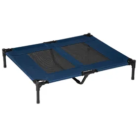 Comparer les prix de Lit sur pieds XXL pour chien chat lit de camp animal lit surélevé tissu oxford textilène micro-perforé 92L x 76l x 18H cm bleu marine