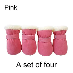 Comparer les prix de 4 Pièces Hiver Imperméable Chaud Antidérapant Bottes de Neige pour Petits Chiens Chiot Marche en Extérieur Chaussettes Bottines Soin des Pattes d'Animal de Compagnie S pink