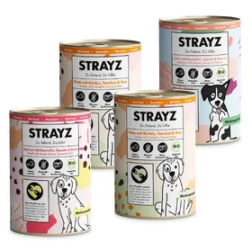 Meilleurs prix pour 4x400g STRAYZ Aliment humide bio pour chien, pack découverte nourriture humide pour chien