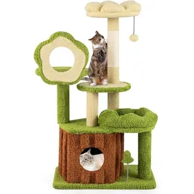 Meilleurs prix pour GOPLUS Arbre à Chat 6 Niveaux Hauteur 100 CM Forme Chicot Perchoir en Pétale Lit de Sieste Centre dActivité Félin Interieur