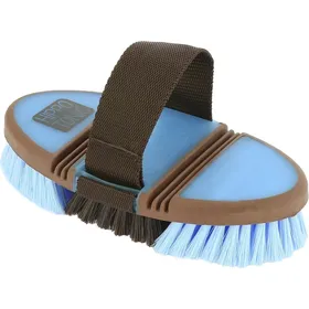 Meilleurs prix pour HIPPOTONIC Brosse en nylon flex coloris bleu ciel et chocolat pour chevaux