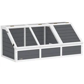Meilleurs prix pour Maison enclos cage pour petit animal tortue en bois - PawHut - 2 espaces distincts - gris