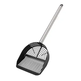 Meilleurs prix pour Pelle à litière pour chat Acier inoxydable Long manche Pelle demi-ronde Tamis à sable pour animaux de compagnie Ramasse-crottes pour