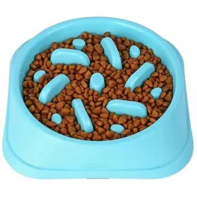 Comparer les prix de Gamelle anti-glouton AUTREMENT pour chien et chat – gamelle dalimentation lente bleu/blanc