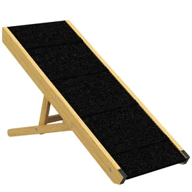 Comparer les prix de PawHut Rampe pliable pour chiens en bois facile à transporter, 4 hauteurs, 83,5 x 35 x 47,5 cm, bois naturel