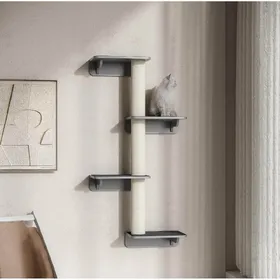 Comparer les prix de Arbre à chat mural 66 x 28 x 137 cm gris clair et beige