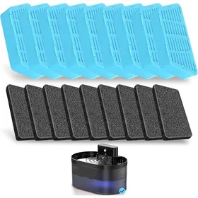 Meilleurs prix pour Filtres de rechange pour fontaine à pour chat 2 2L/74oz Filtres et éponges de rechange automatiques pour paquet de 9