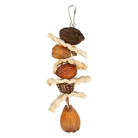 Comparer les prix de Jouet à mâcher pour perroquet suspendu avec crochet en acier inoxydable Feuille de maïs naturelle Noix Cage à oiseaux Jouet à ronger beige