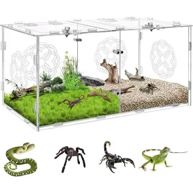 Comparer les prix de Enclos en Acrylique pour araignées sauteuses avec Double Compartiments Grande Taille 40 x 20 x 20 cm Terrarium pour transp PERCHOIR