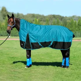 Comparer les prix de Couverture dextérieur pour cheval York Eskimo 100 g - turquoise - Bleu - 125 cm