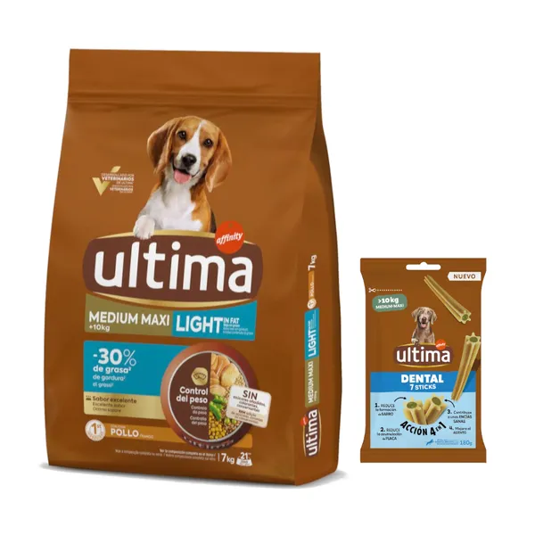 Lot Ultima pour chien x 2 - Medium / Maxi Light Adult, poulet (2 x 7 kg) – photo 4