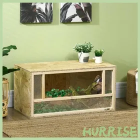 Comparer les prix de Cocosity Terrarium En Bois Osb Pour Reptiles Et Batraciens Avec Porte Coulissante En Verre - 80 X 40 X 40 Cm Naturel