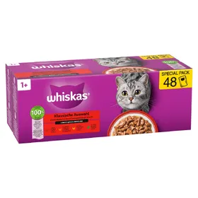Comparer les prix de Mégapack Whiskas Adult 1+ 48 x 85 g pour chat - Sélection classique en sauce