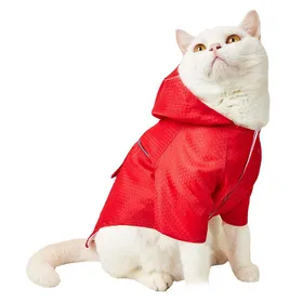 Comparer les prix de Imperméable à Capuche pour Animaux de Compagnie avec Bande Réfléchissante Trou pour Laisse Veste Imperméable pour Animaux de Compagnie pour Chiot Petits Chiens Chat S red