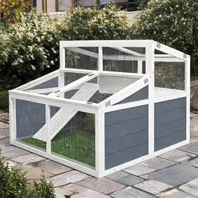 Comparer les prix de Enclos pour tortue en bois massif gris avec rampe et toit polycarbonate 115 cm