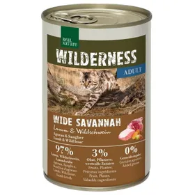 Comparer les prix de REAL NATURE WILDERNESS nourriture humide chat, adulte, Wide Savannah, agneau et sanglier 24x400 g
