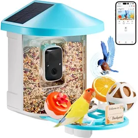 Meilleurs prix pour VEVOR Mangeoire Oiseaux avec Caméra Intelligente 2K HD AI Caméra Identifie 10000 Espèces d'Oiseaux, 3 Panneaux Solaires, Capture Auto, Notification Instantanée, pour Extérieur Amoureux des Oiseaux