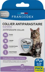 Meilleurs prix pour Francodex colliers antiparasitaires noirs icaridine pour chat - Lot de 2x X2 colliers