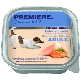 Comparer les prix de PREMIERE Finest Meat nourriture humide pour chien, adulte Poulet avec saumon 10x150 g