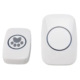 Meilleurs prix pour Sonnette de porte pour chien intelligente portable à détection intelligente, émetteur et récepteur sans fil pour l'éducation canine EU blanc