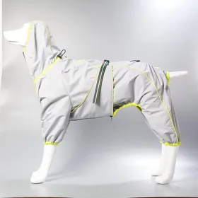 Comparer les prix de Imperméable pour chien de grande taille, doux, respirant, résistant à la neige, coupe-vent, veste de pluie pour animaux de compagnie, manteau d'extérieur imperméable pour chien avec pattes M 7.5-12.5kg gris