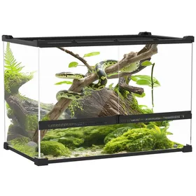 Meilleurs prix pour Terrarium en Verre pour Reptiles Vivarium avec Serrure de Sécurité et Fond Étanche Surélevé Noir