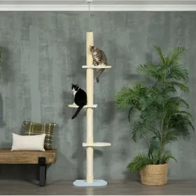Comparer les prix de Arbre à chat réglable 220-260 cm anti-dérapant jaune
