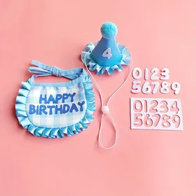 Comparer les prix de Chapeau de fête d'anniversaire pour animaux de compagnie, bavoir, déguisement pour chiens et chats, casquettes, serviette de salive pour chat, accessoires de photographie amusants, cadeau, costume de fête pour animaux de compagnie mignon one-size bleu cie