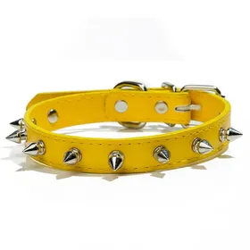 Meilleurs prix pour Harpe à pointes cloutées en cuir colliers de chien Pu pour petits moyens grands chiens collier pour animaux de compagnie Rivets Anti-morsure produits pour animaux de compagnie sangle de cou (yellow,XL) jaune