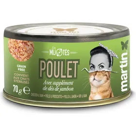 Comparer les prix de MARTIN Mijoté poulet jambon pâtée complète pour chat - Lot de 24x 70g
