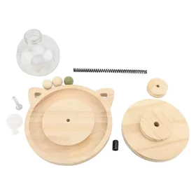 Meilleurs prix pour Jouet Distributeur de Croquettes Interactif Base Boule en Bois Réduire la Dépression Exercice Intelligence Friandise Chat white