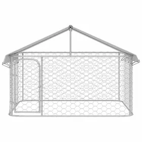 Comparer les prix de Chenil extérieur avec toit - WIENS - 200x200x150 cm - Argenté - Acier galvanisé - Tissu polyéthylène