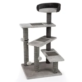 Comparer les prix de CostwayArbre à Chat de 93 cm de Haut Tour à Chatons à 5 Niveaux avec Poteaux à Griffer en Sisal et Jute Tapis Étagère Rembourrée 3 Plateformes Gris