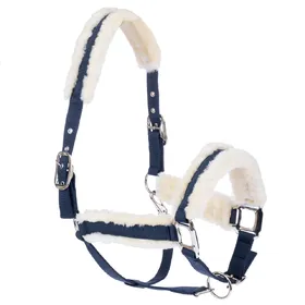 Meilleurs prix pour Nomad Tales licol en nylon avec garniture en fausse fourrure, bleu marine T. Cheval complet