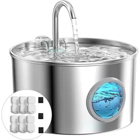 Comparer les prix de Fontaine a Eau Chat INOX: avec 6 Filtres + 3 éponges 2 2L Fontaine à Eau pour Chat Fontaine chat 2.2L+6 filtres + 3 éponges