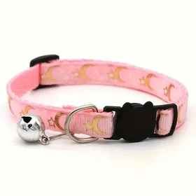 Comparer les prix de Collier réglable pour animal de compagnie avec une clochette présentant un design d'étoile et de lune scintillantes, idéal pour les chiens comme pour les chats XS pink