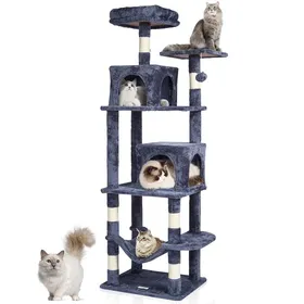 Meilleurs prix pour Arbre à Chat-VEVOR-avec 2 Condos pour Chats Griffoir en Sisal Hamac Perchoir Supérieur-Grand Centre dactivités pour Chat