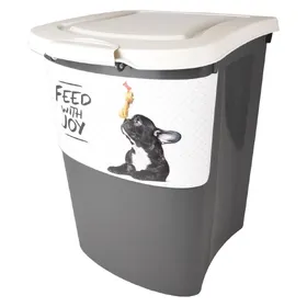 Comparer les prix de Boite à croquettes 38 Litres nourriture pour chien, avec une pelle - Flamingo