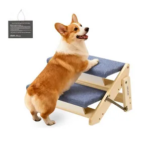 Comparer les prix de Escalier pour Chien Pliable 2 Marches pour Chien Convertible en Rampe pour Canapé Lit Voiture 50 kg 12 cm