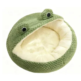 Meilleurs prix pour Lit pour chat Grenouille Verte Lavable Antidérapant Imperméable Fond Confortable Mignon Lit de Couchage pour Chien Chaton pour la Maison S vert