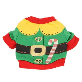 Meilleurs prix pour T-shirt de Noël pour chien Polyester doux Élastique Respirant Absorption de la sueur Tenue de Noël pour animal de compagnie pour L(for 6.5-9kg) yellow