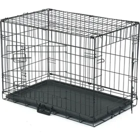 Meilleurs prix pour Cage pour Chiens en métal avec 2 portes pour chien - 75 x 47 x 52.5 cm - Noir