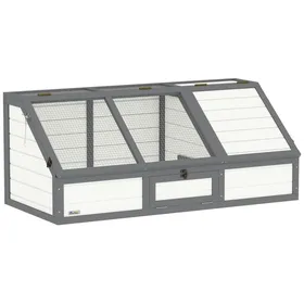 Comparer les prix de Enclos extérieur pour tortues - Blanc - Bois - 120x55x50 cm - 10 kg - Ancrage sécurisé - Design sans fond