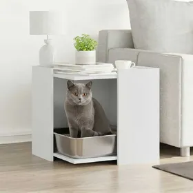 Meilleurs prix pour Vidaxl Meuble De Bac À Litière Pour Chat Blanc Bois D'ingénierie