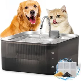 Meilleurs prix pour Fontaine à Eau FUKUMARU 7L Acier Inoxydable pour Chats et Chiens 3 Filtres Inclus