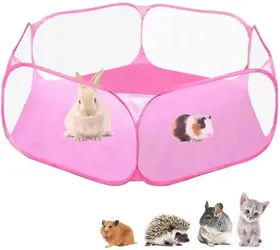Meilleurs prix pour Clôture portable pour animaux de compagnie, cage pliable pour chaton, hamster, hérisson, petits animaux, chiot, lapin, cochon d'Inde rose