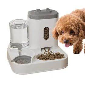 Comparer les prix de Distributeur automatique 2-en-1 pour chats combinant distributeur de nourriture et abreuvoir avec contrôle réglable des portions.