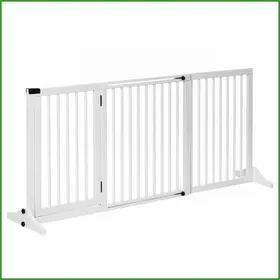 Comparer les prix de Grille de Protection pour Chien Freestanding - Sunjet - Longueur Réglable 113-166cm avec Porte - Blanc